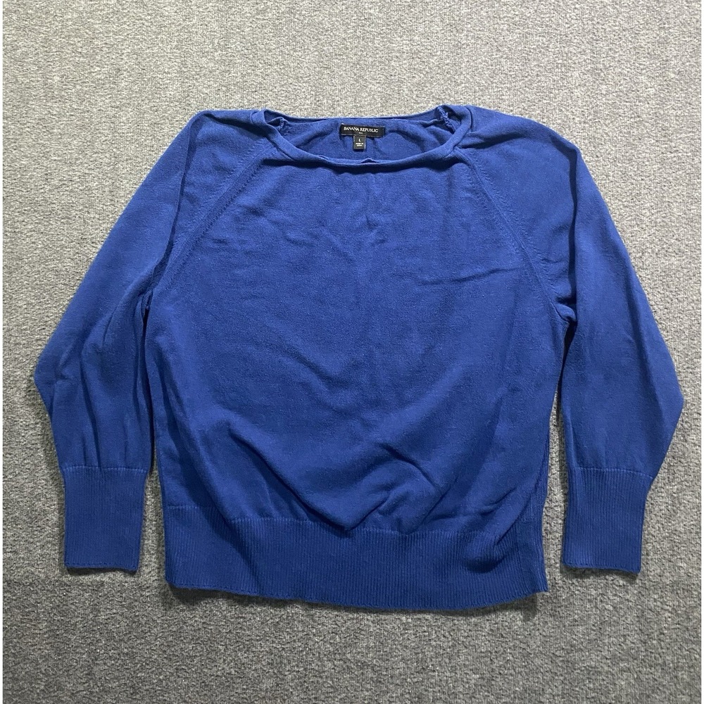 Banana Republic Women's Blue Sweater, Long Sleeves, Boat Neck, Size L